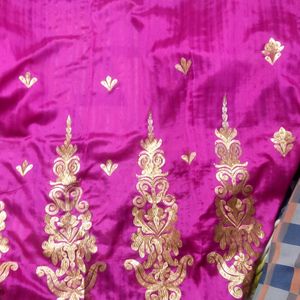 (FREE SHIPPING)  Pink Silk Saree With Tailormade B