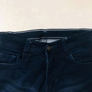 Dark Blue Lightly Washed Slim Fit Denim