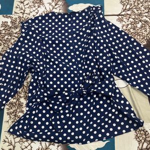 trendy blue polka dot top