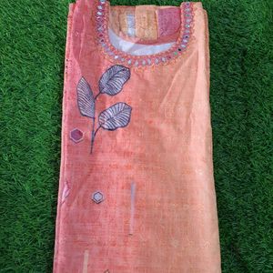 Orange Color Kurti With Unstiched Hands