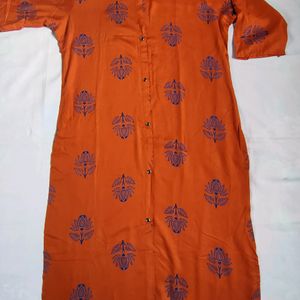 Orange Printed Kurta