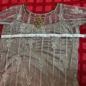 Grey Sequins Shirt With Dupatta