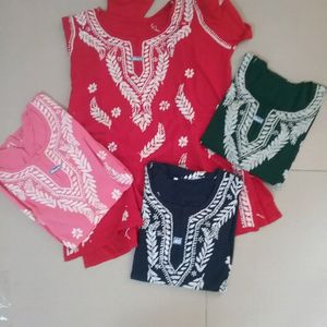 Rayon Chickenkari  Short Kurti