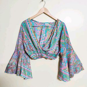 Multicolour Silk Crop Top Size-36-38