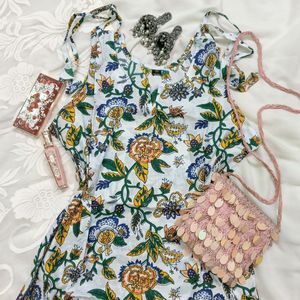 Floral Tie Up Short Kurti