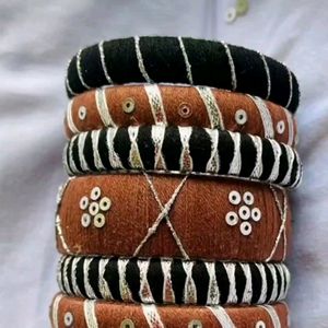 Brown Mirror Work Bangles 🤎