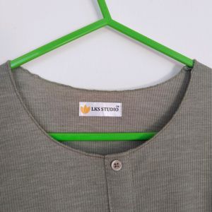 Unbrand, Green Colour Simple Tops For Women