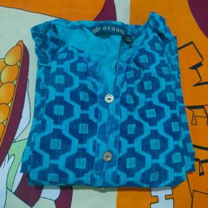 Blue Colour Cotton Kurti