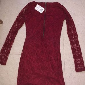 Burgundy bodycon party dress