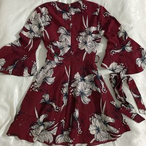 Printed Maroon Women Dress