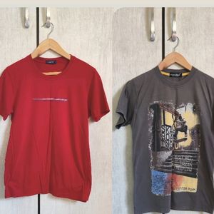 Combo- Red And Grey  Round Collar T-Shirts For Men