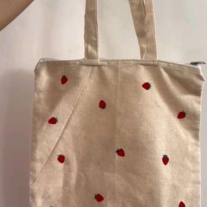 Strawberry painted Tote Bag 🍓