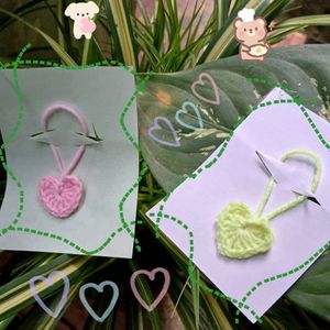 Combo Of Two Cute Heart Croshet Keychain