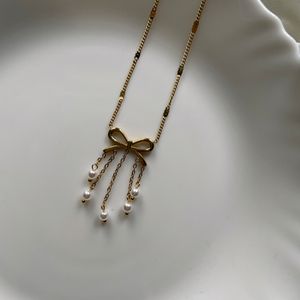 Anti Tarnish Bow Necklace