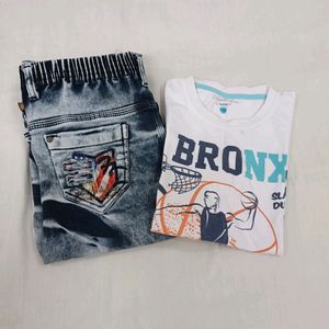T-shirt  Jeans  Set With 1 Free Tshirt