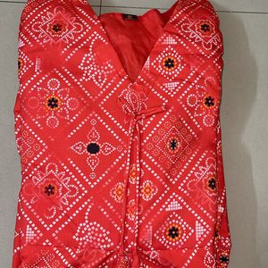 A-line Front Slit Bandhani Kurti