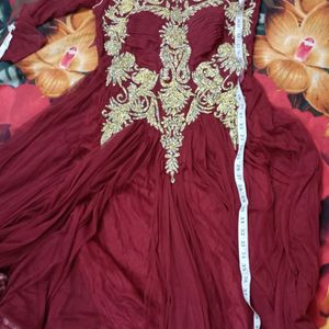 Maroon Colour Gown Beutiful And Attractive