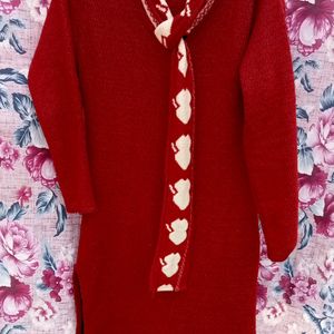 New Brand Woolen Kurti In Red Colour