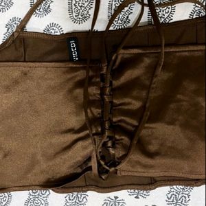 H&M brown Satin top