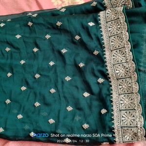 Fancy Saree With Stitch Blouse