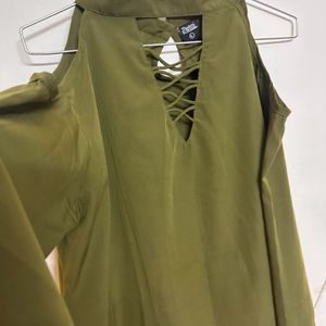 Olive Cold Shoulder Top