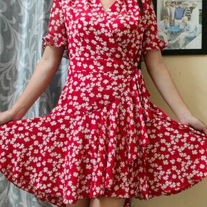 Red floral dress