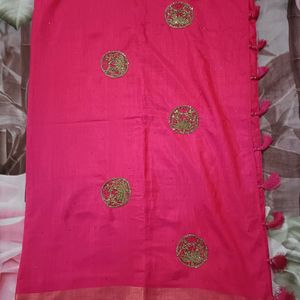 Rose Pink Chanderi Silk Saree