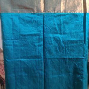 Festive Silk Sari Cyan Colour