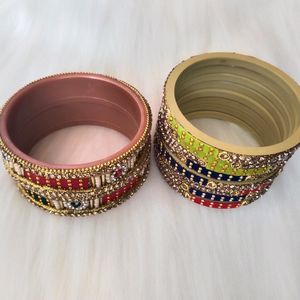 Multicolour Velvet Bangles Set