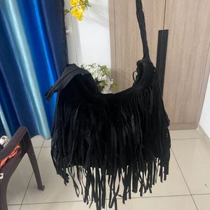 Black Fringed Bag