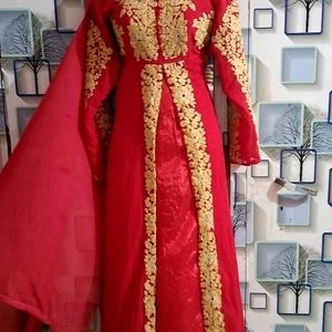 Red A Line Long Frock