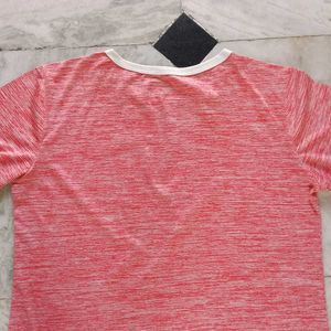 Peach Colour Crop Top With White Line Around Neck