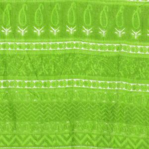 Green & White Printed Kurta Suit