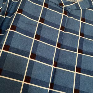 Checks Design Blue Kurta For Women