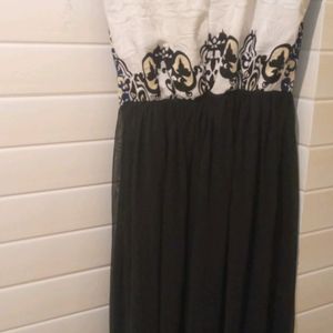 LONG CHIFFON DRESS &HIGH WAIST DENIM JEANS