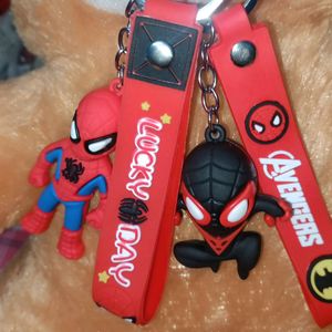 Hero Spider Man 3D Rubber Pair Of  Key Chain