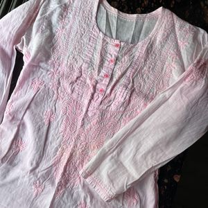 Baby pink chikankari kurta