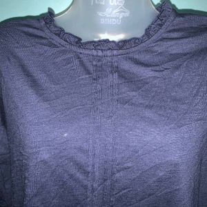 Navy blue fullsleeves tshirt top for women