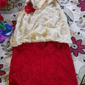 Red And Cream Frock