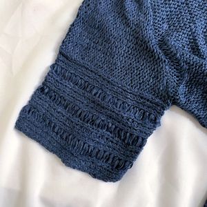 Y2k Crochet Knit Blue Cardigan