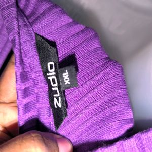 Zudio Bright Purple Ribbed Round Neck Full Sleeves