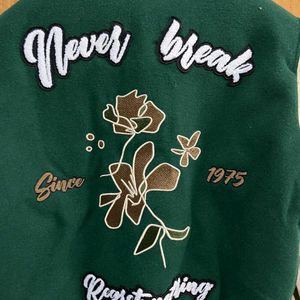 ZARA GREEN WOOL VARSITY JACKET