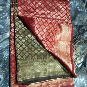 New Red And Brown Saree