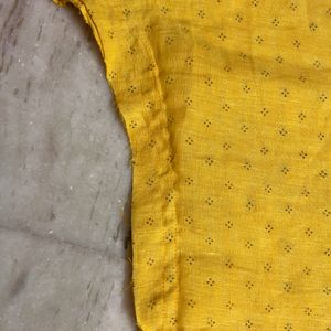 New Cotton Blend Yellow Kurta