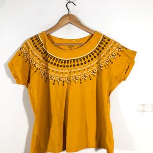 Mustard Yellow Printed T-Shirt (Women’s)