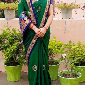 Chandeyri Green Saree😍🥻