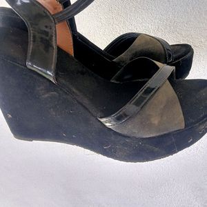 Black Velvet Wedges