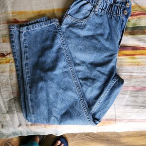 Paperbag Style Blue Jeans