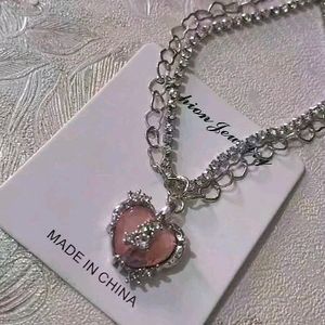 Heart Necklace Peach Colour