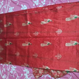 Art Silk Saree With Readymade 42 Size Blouse